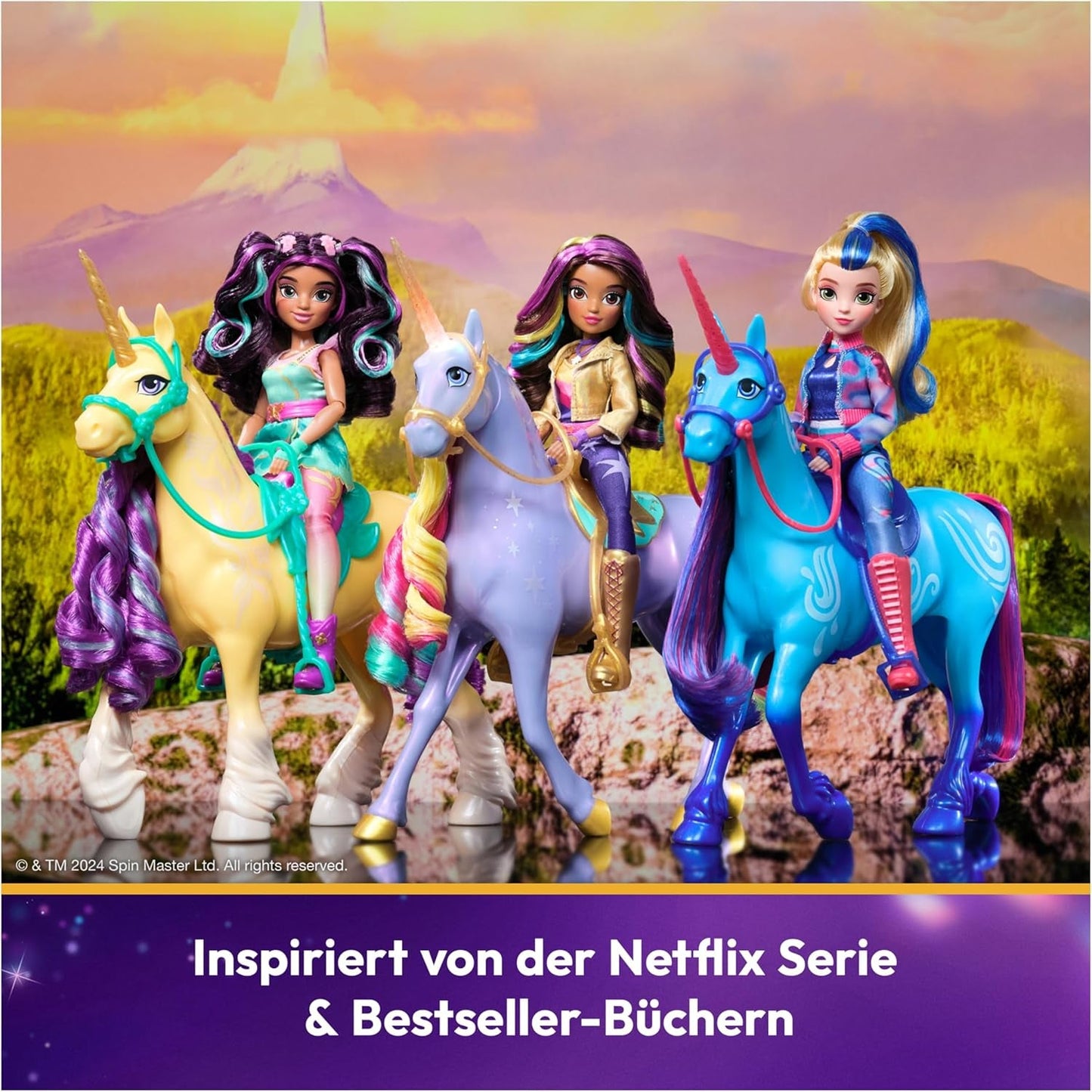 Unicorn Academy Knöchelpuppe Ava – die Originalpuppe zur beliebten Netflix-Serie, 24 cm groß und mit 7 Accessoires für fantasievolles Rollenspiel, für Kinder ab 4 Jahren