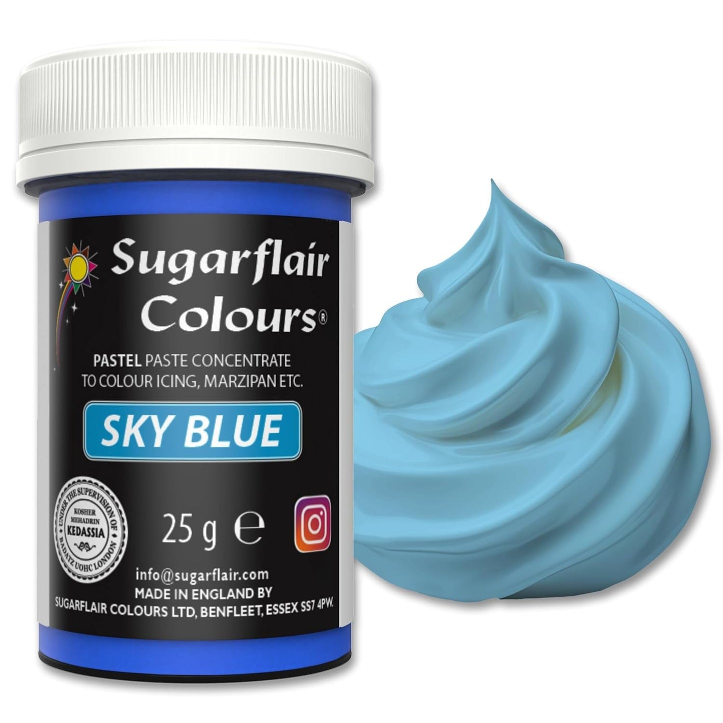 Lebensmittelfarbe Sugarflair Paste Pastel Sky Blue, Lebensmittelfarbe für Pasta, für Fondant und Marzipan, konzentrierte Farben Spectral – 25 g