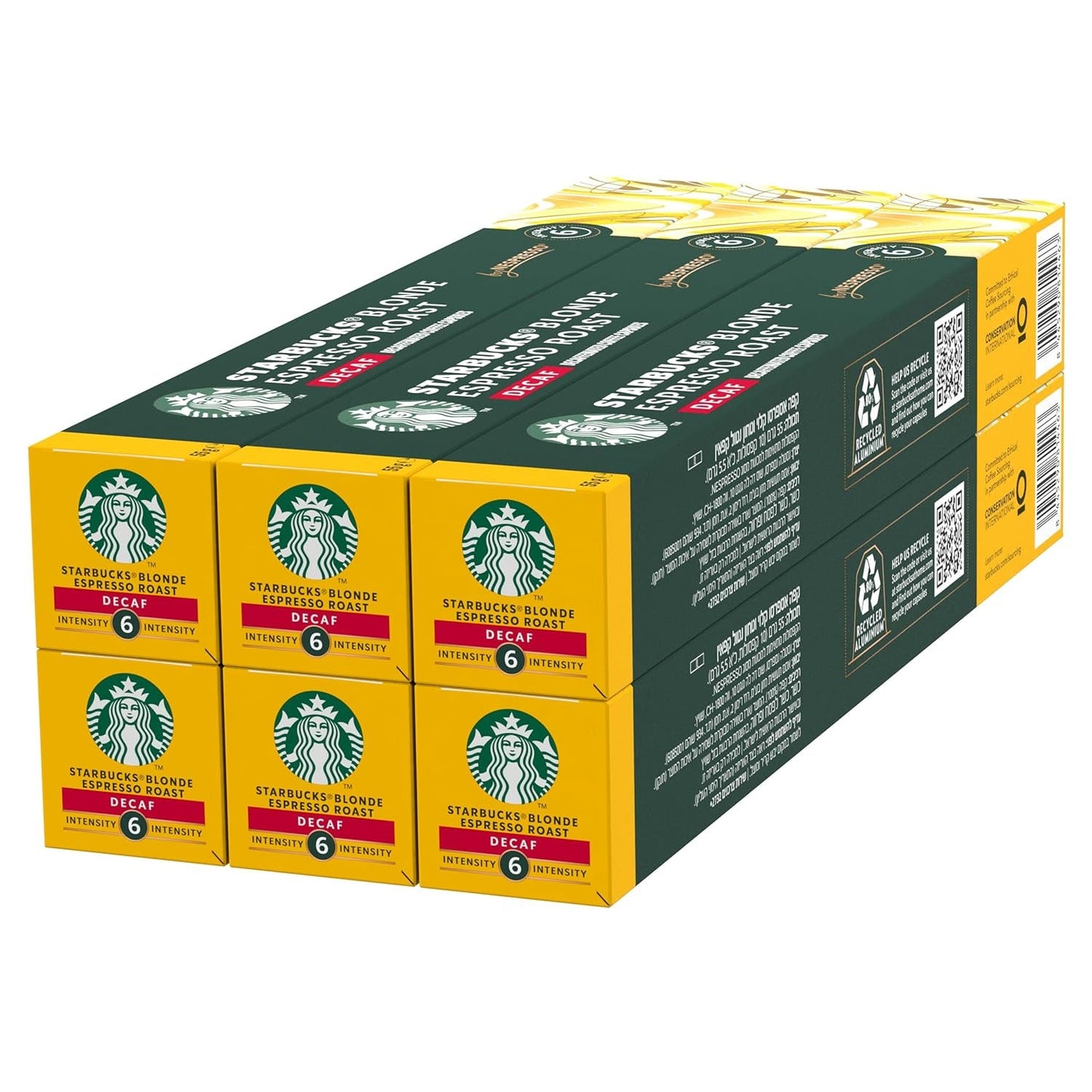 STARBUCKS Blonde Espresso Roast Entkoffeiniert von Nespresso, Helle Röstung, Kaffeekapseln 6 x 10 (60 Kapseln)