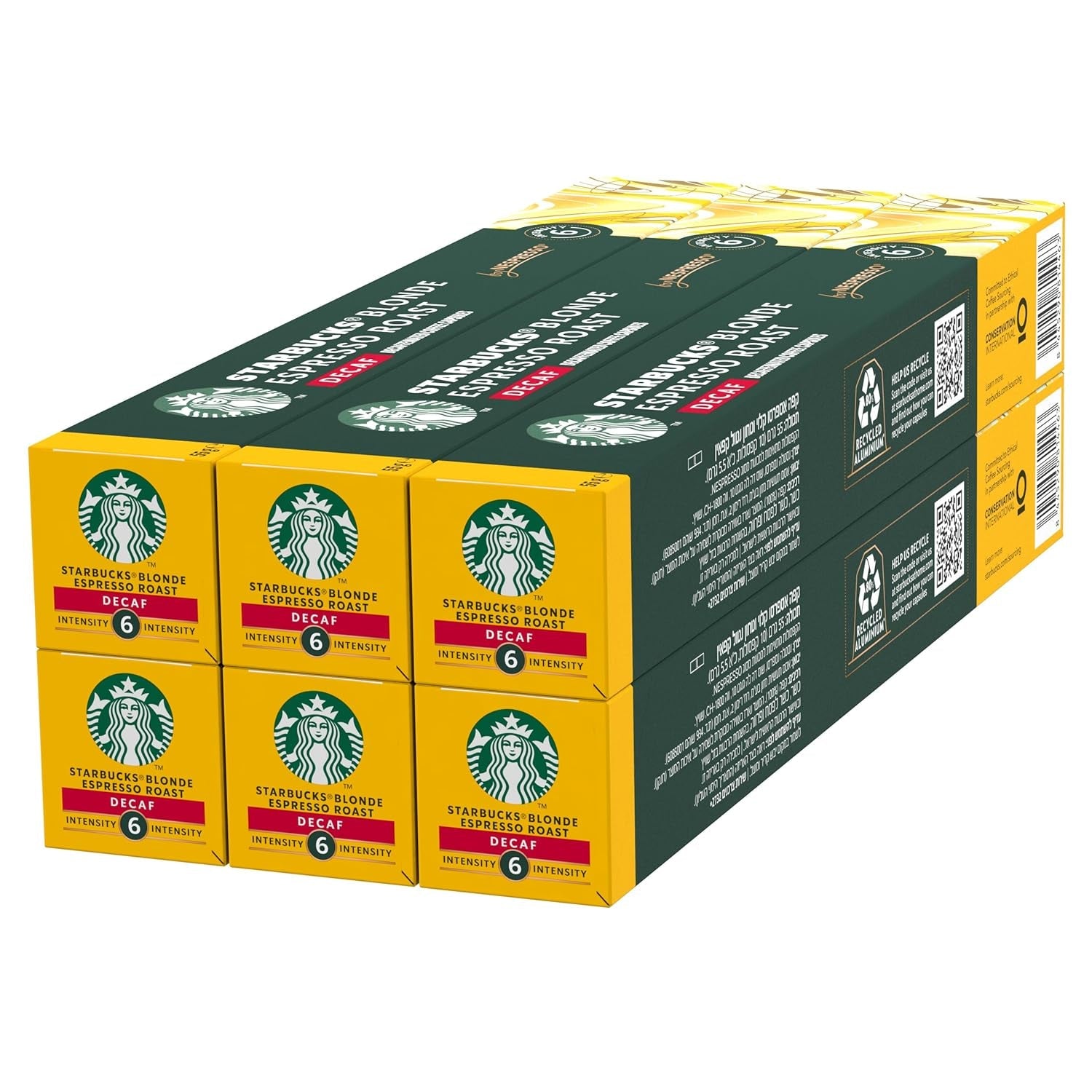 STARBUCKS Blonde Espresso Roast Entkoffeiniert von Nespresso, Helle Röstung, Kaffeekapseln 6 x 10 (60 Kapseln)