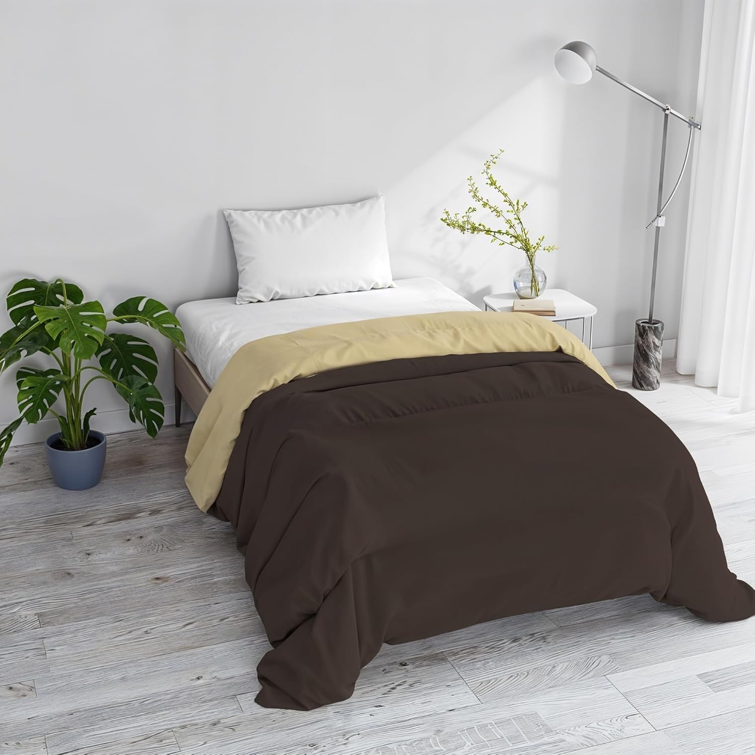 Einfache Winterdecke, schlicht und gefüttert, dunkelgrün/creme, 200 x 245 cm. Naty Shop Bettdecken und Steppdecken, braun/creme, 200 x 245 cm