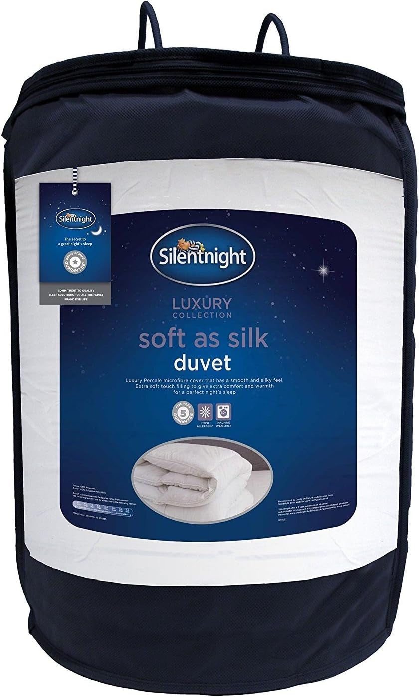 Bettdecke Silentnight Soft as Silk, 10,5 Tog, für Doppelbetten, weiß, Mikrofaser, weiß, King-Size-Bettdecken und Bettdecken Naty Shop 40X25X25 cm 10,5 Tog