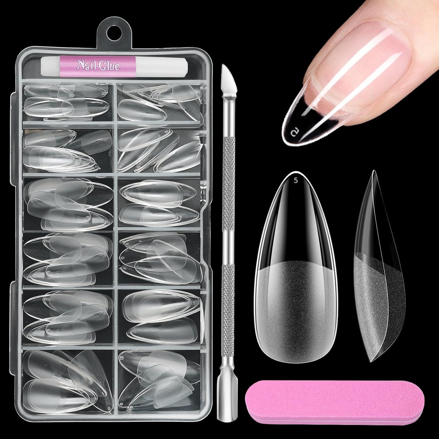 Vollständige Abdeckung für kurze Nägel, 120 Stück, 12 Größen, kurze Nagelspitzen für Gelnägel, zum Aufkleben auf künstliche Nägel, zum Aufkleben auf Nagelfeilen-Set, Nagelpolierer, Nagelhautschieber