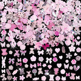 200 Stück Nail Art Charms 3D Nail Art Dekoration Set Bogen Nagel Anhänger Rosa Gemischter Stil Schleife Blume Teddybär Lutscher Herzform Nail Art Dekoration DIY Handwerk Nageldesign