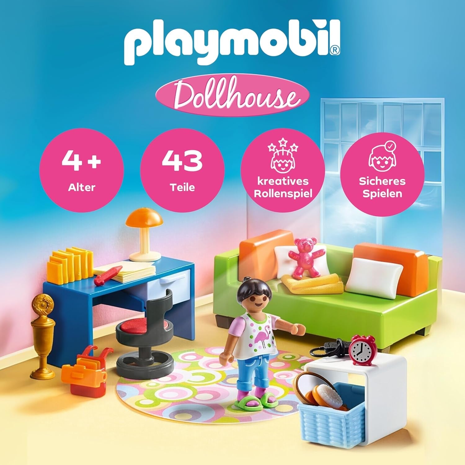 PLAYMOBIL Puppenhaus 70209 Jugendzimmer mit Mädchenfigur und Zubehör, ab 4 Jahren