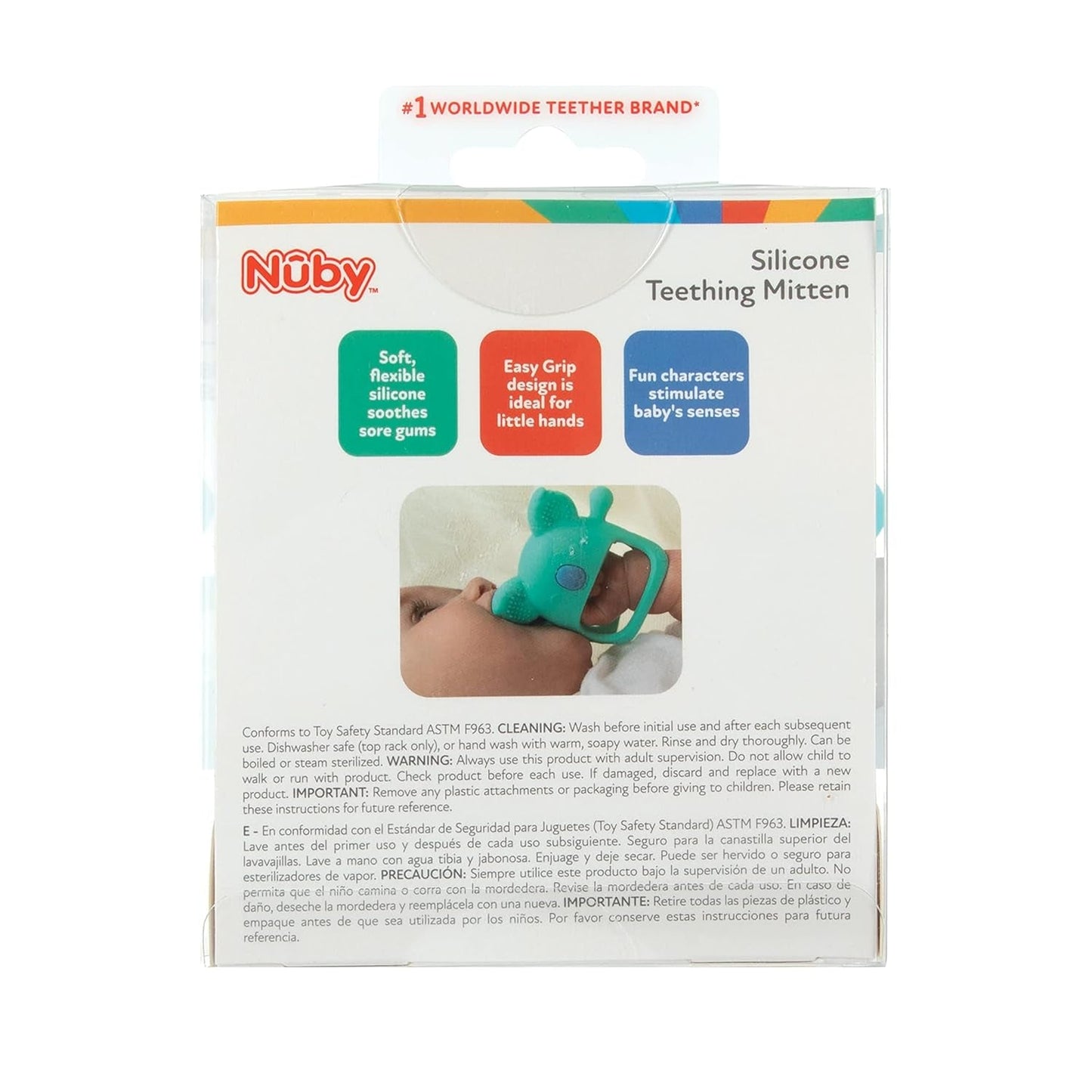 Nuby – Silikon-Zahnhandschuh, BPA-frei, Blue Koala, ab 3 Monaten