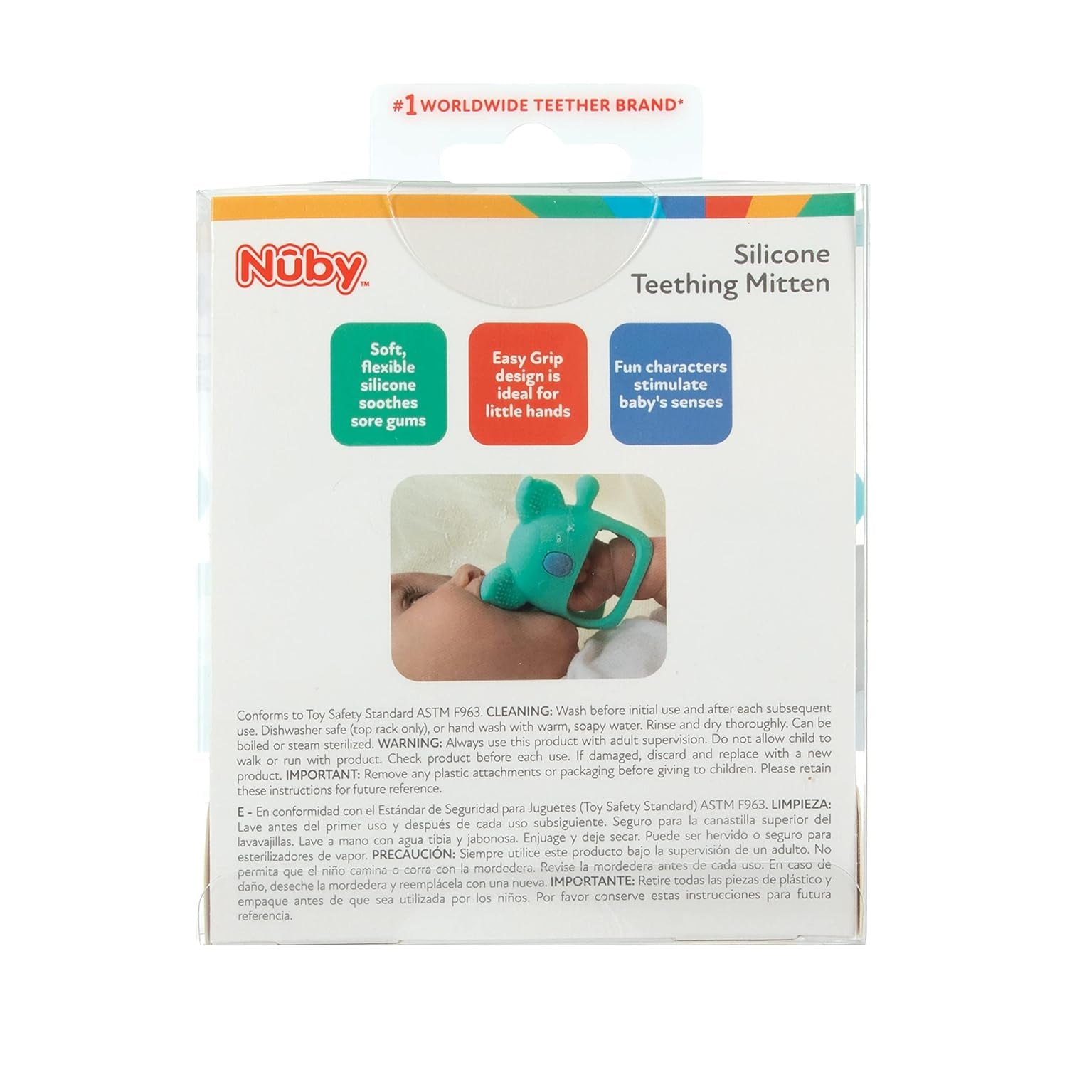 Nuby – Silikon-Zahnhandschuh, BPA-frei, Blue Koala, ab 3 Monaten