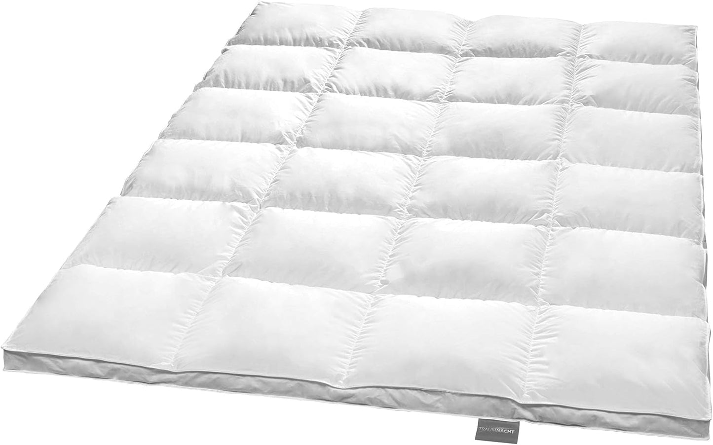 Traumnacht Basic Leichte Daunendecke mit neuen weißen Daunen (60 %) und Federn (40 %), DIN EN 12934, 135 x 200 cm, Down Pass und Öko-Tex zertifiziert, hergestellt nach dem deutschen Qualitätsstandard Bettdecken und Steppdecken Naty Shop 90 Prozent Daunen / 10 Prozent Federn Sehr warme Winterdecke 135 x 200