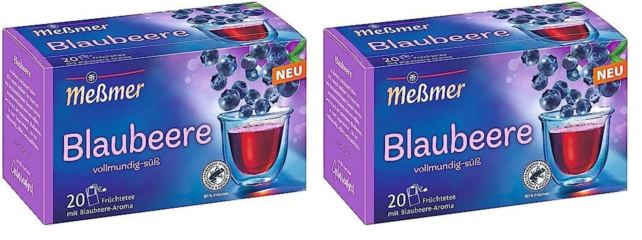 Meßmer Heidelbeere | 20 Teebeutel | Glutenfrei | Laktosefrei | Vegan (2er-Pack)