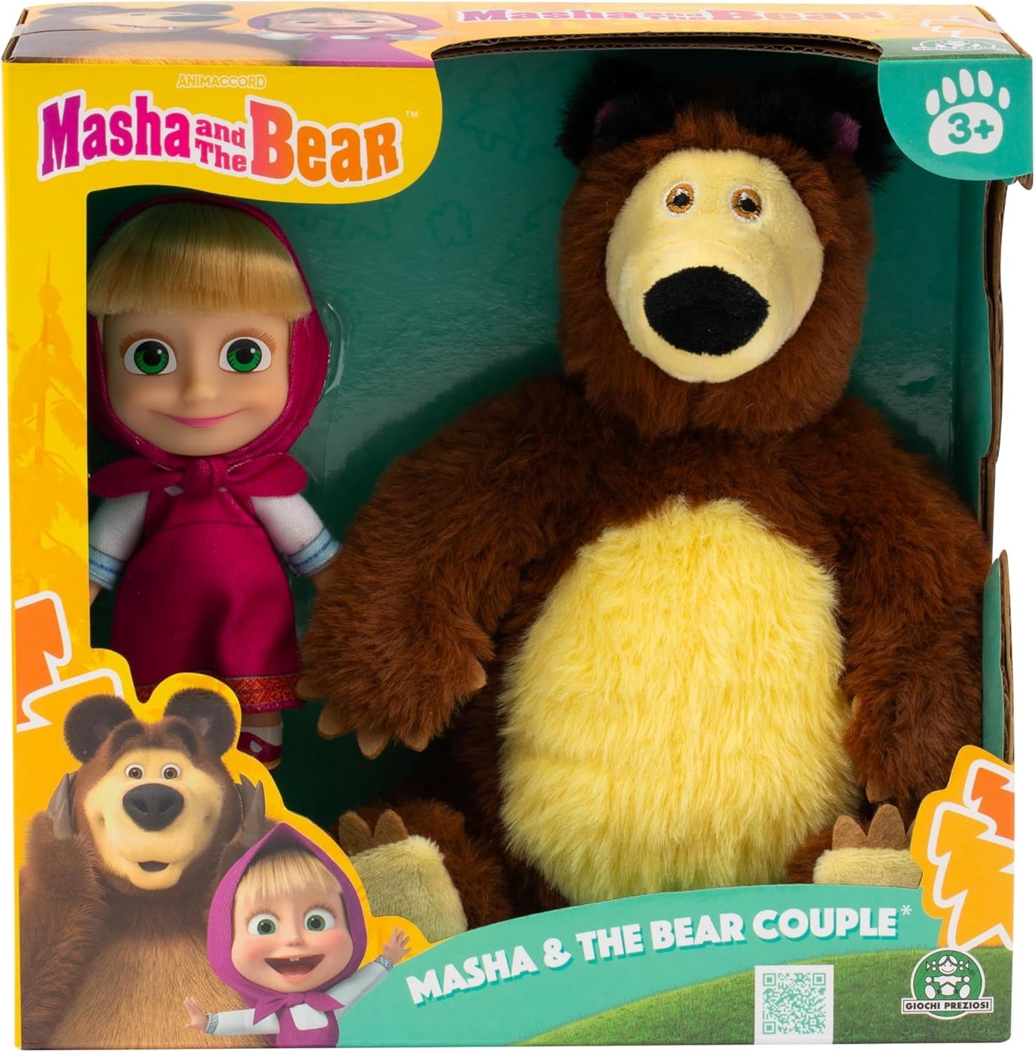 Mascha und Michka, 12 cm große Mascha-Puppe und 20 cm große Bärka-Plüschspielzeug für Kinder ab 3 Jahren MHA21