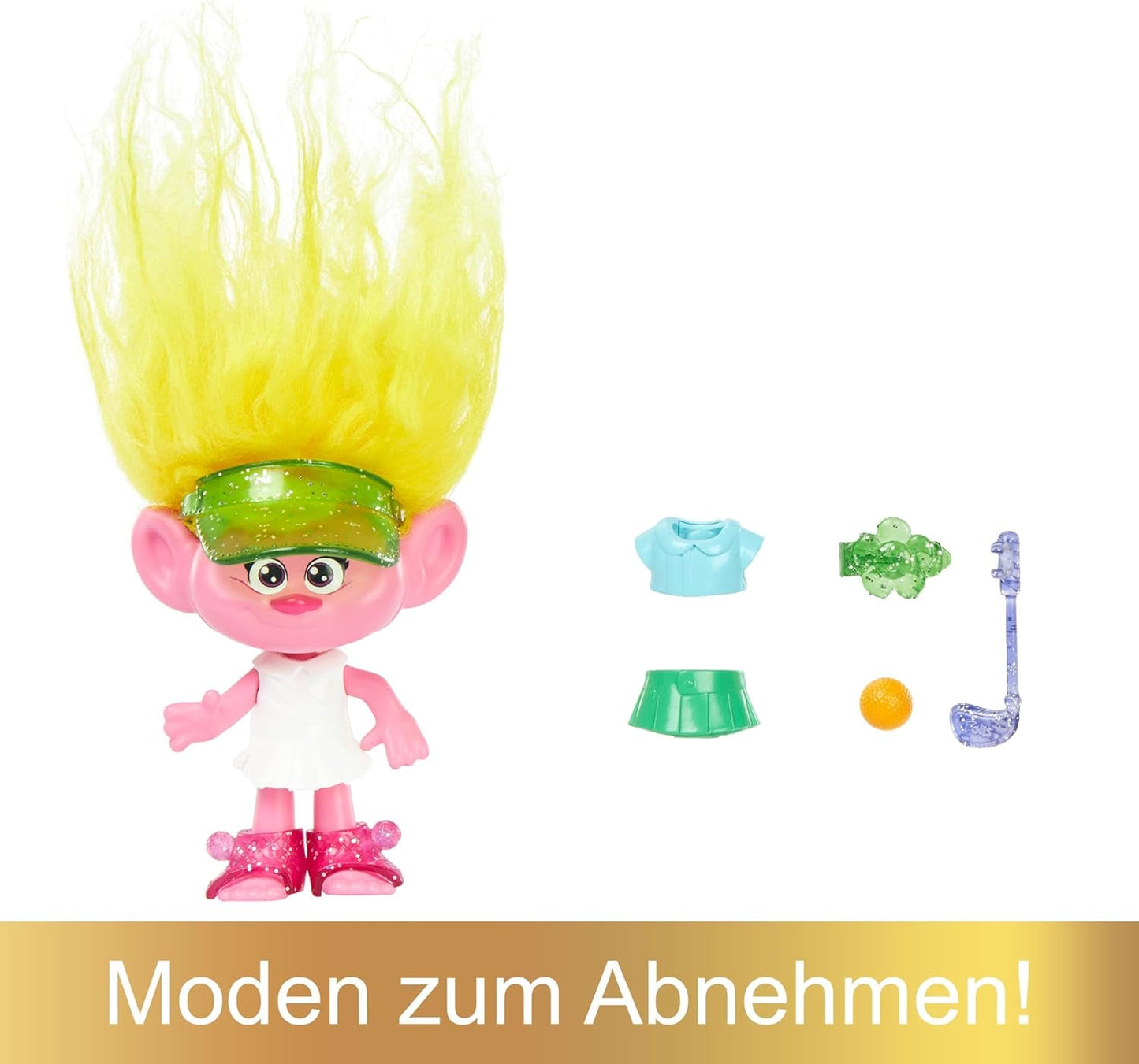 Mattel DREAMWORKS TROLLS United We Stand – Hairy Surprises Viva-Puppe mit leuchtend gelbem Plüschhaar und 3 Überraschungszubehörteilen, für Kinder ab 3 Jahren, HNF11