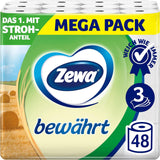 Zewa Proven – 48 Rollen – Das erste Toilettenpapier mit Strohanteil – 3 Schichten