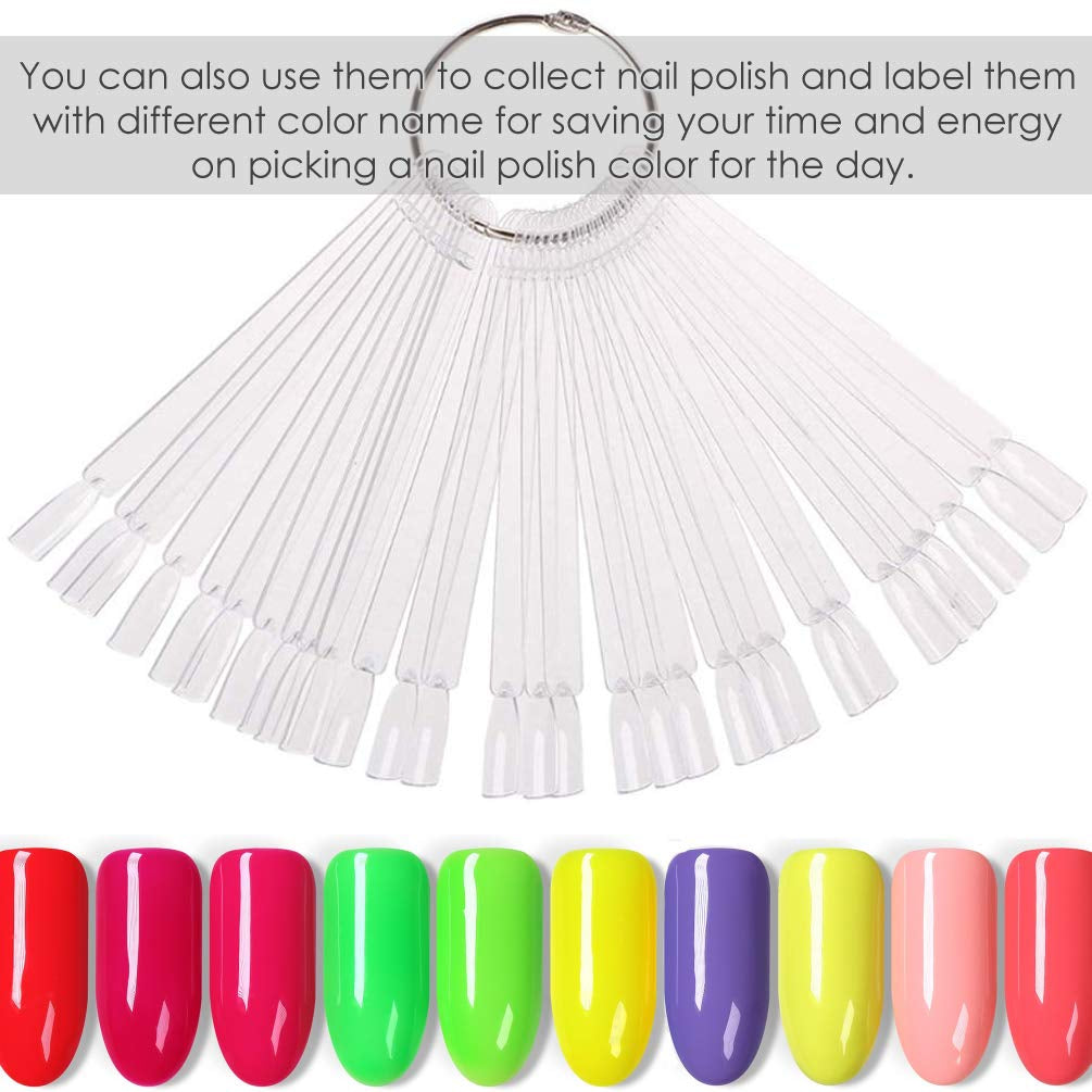 150 Stück Nail Art Tips Ring Stick, Transparente Farbe Karte Platten Nagelleck Display Ring Sticks, Nagel Salon Übungen Display Nail Tips
