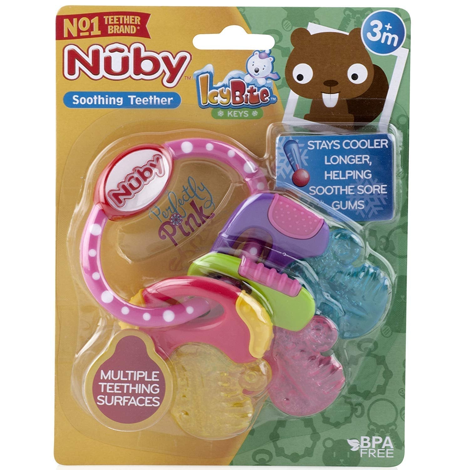 Der Nuby-Beißring für Babys fördert das Sehvermögen und die motorischen Fähigkeiten; der Eisgel-Greifling erreicht sogar die Backenzähne; ab 4+ Monaten