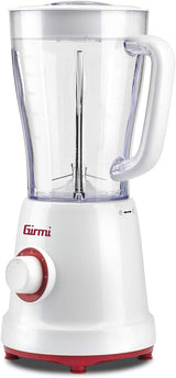 Girmi FR46 Elektrischer Mixer, 1,5 Liter, 2 Geschwindigkeiten Mit Pulse-Funktion, 4 Edelstahlklingen, Messbecherdeckel, Messbecher Mit Scale, Sicherheitseinrichtung, Weiß/Rot Kitchen Naty Shop