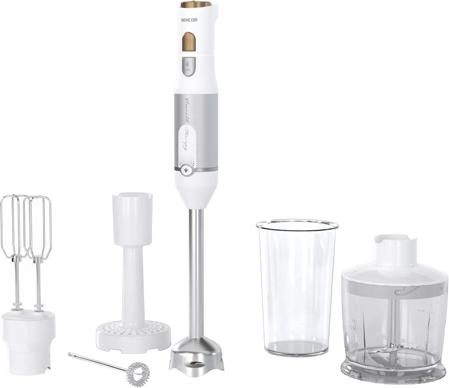 Sencor Multifunktionaler Standmixer, Ultra-Leistungsstark, 6 in 1, 1200 W, Mit Doppel-Schneebesen, Zerkleinerer & Mousseur, Kartoffelstampfer, Quadblade-Klingen Aus Titan, Stufenlose Bucatarie Naty Shop