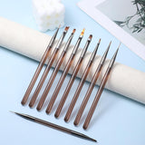 10 Stück Nailart Pinsel Set, Braun Nail Art Pinsel Nailart Design Pinsel Nageldesign Pinselfür Gelnägelfür Heimwerker Maniküre Salon Zuhause Nailpinsel Set