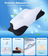 SUPA MODERN Memory-Schaum-Kissen, Seitenschläfer-Kühlkissen, 60 x 40, orthopädische Rückseite, Bauch, Nacken, Schmerzlinderung, Nackenkissen, orthopädische Nackenkissen, Naty Shop