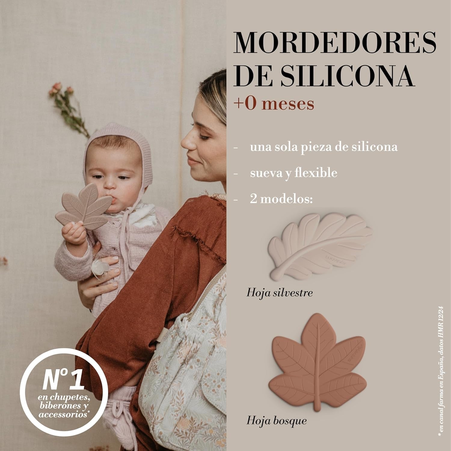 Suavinex, einteiliger Beißring aus Silikon. Weich, flexibel, sicher. Beruhigt und beruhigt das Zahnfleisch des Babys. Ergonomisch, griffig, strukturiert/reliefiert. Design mit Wald, Poesie, Grün