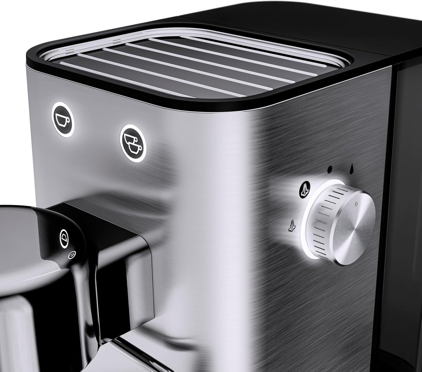 WMF Lumero Espressomaschine, Siebträger, 1400 Watt, Siebträger, 3 Einsätze, für 1-2 Espressotassen, auch für Kapseln, 15 bar, Tassenhalter, Milchaufschäumer, Edelstahl matt