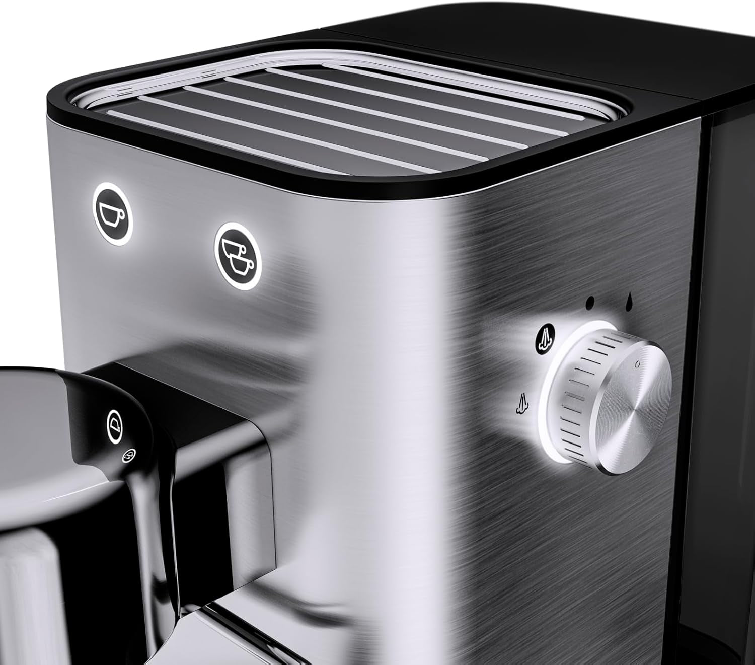 WMF Lumero Espressomaschine, Siebträger, 1400 Watt, Siebträger, 3 Einsätze, für 1-2 Espressotassen, auch für Kapseln, 15 bar, Tassenhalter, Milchaufschäumer, Edelstahl matt
