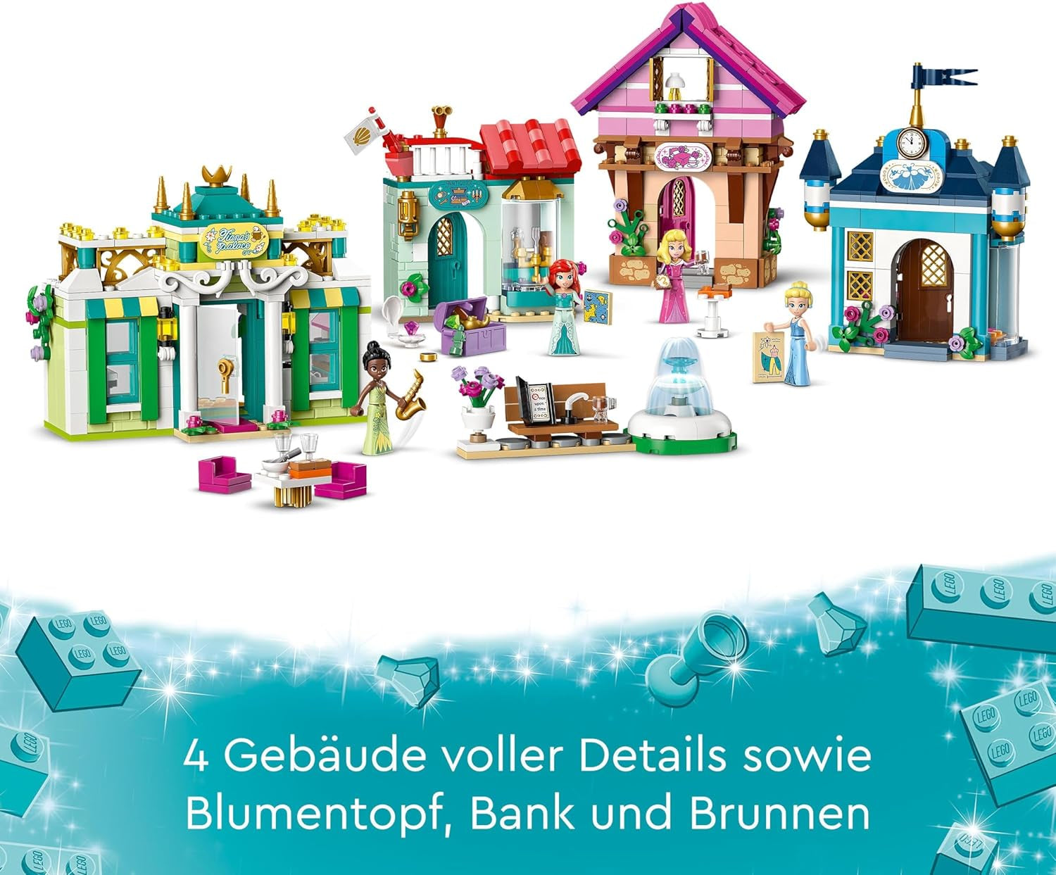 LEGO Disney Princess: Disney Princess Adventure Market, Spielzeughaus mit 4 Puppen, darunter Aschenputtel und Arielle, Spielset mit Schatzkarte, Geschenk für Mädchen und Jungen ab 6 Jahren 43246 Bausets Besuche den LEGO-Store