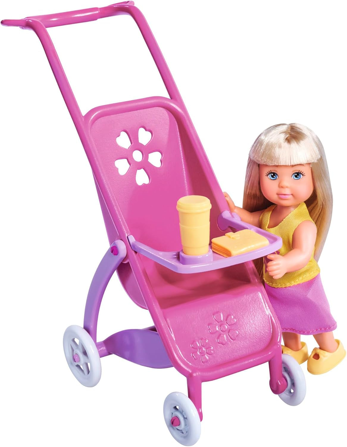 Simba 105733673 - Steffi Love Happy Family, Schwangere Puppe, Kevin, Evi und Baby mit Kinderwagen, 11 Teile, Zubehör, 30 cm, ab 3 Jahren