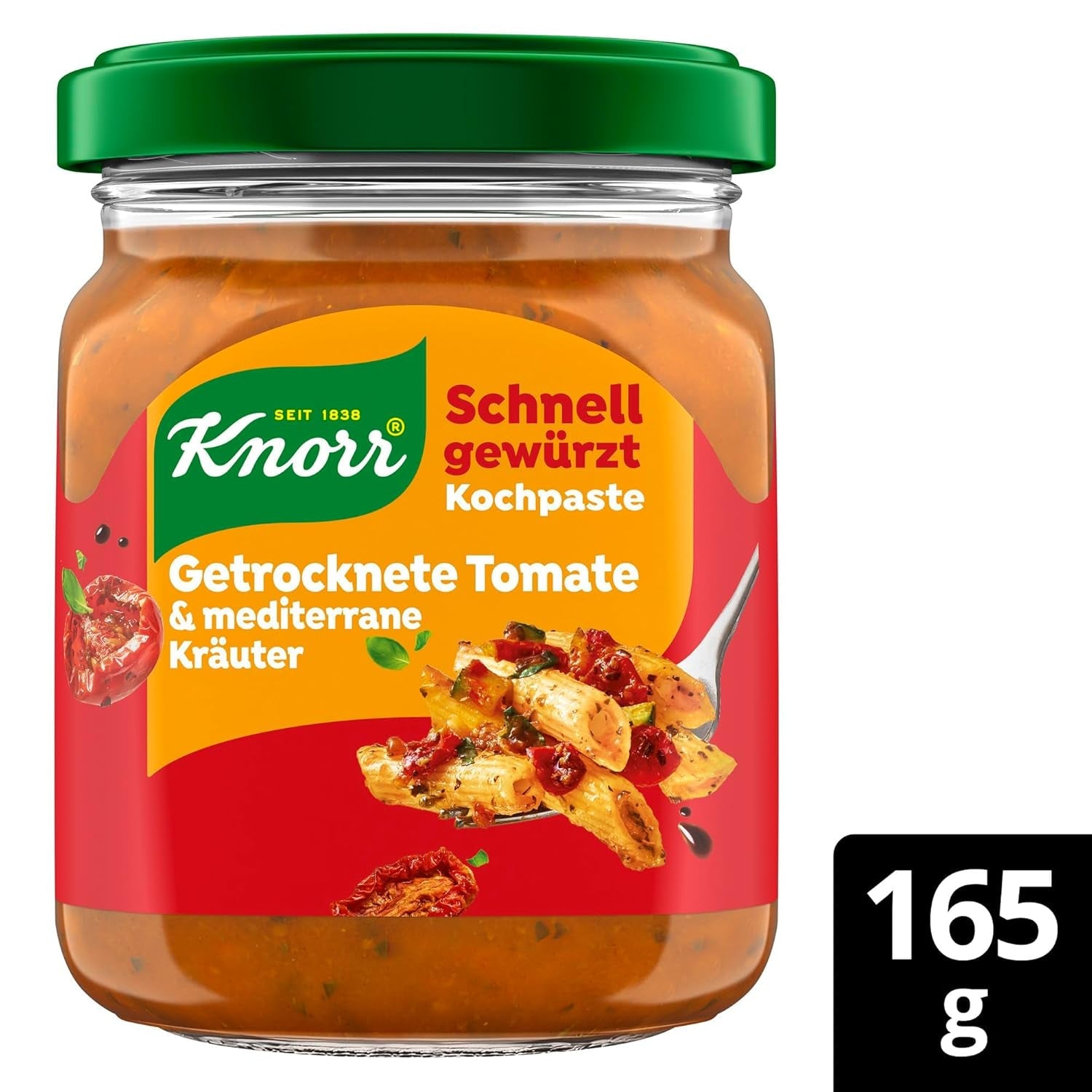 Knorr Schnell gewürzt Kochpaste Getrocknete Tomate & Mediterranean Kräuter einfach & schnell für einen besons intensiven, geballten Gesmack 165 g
