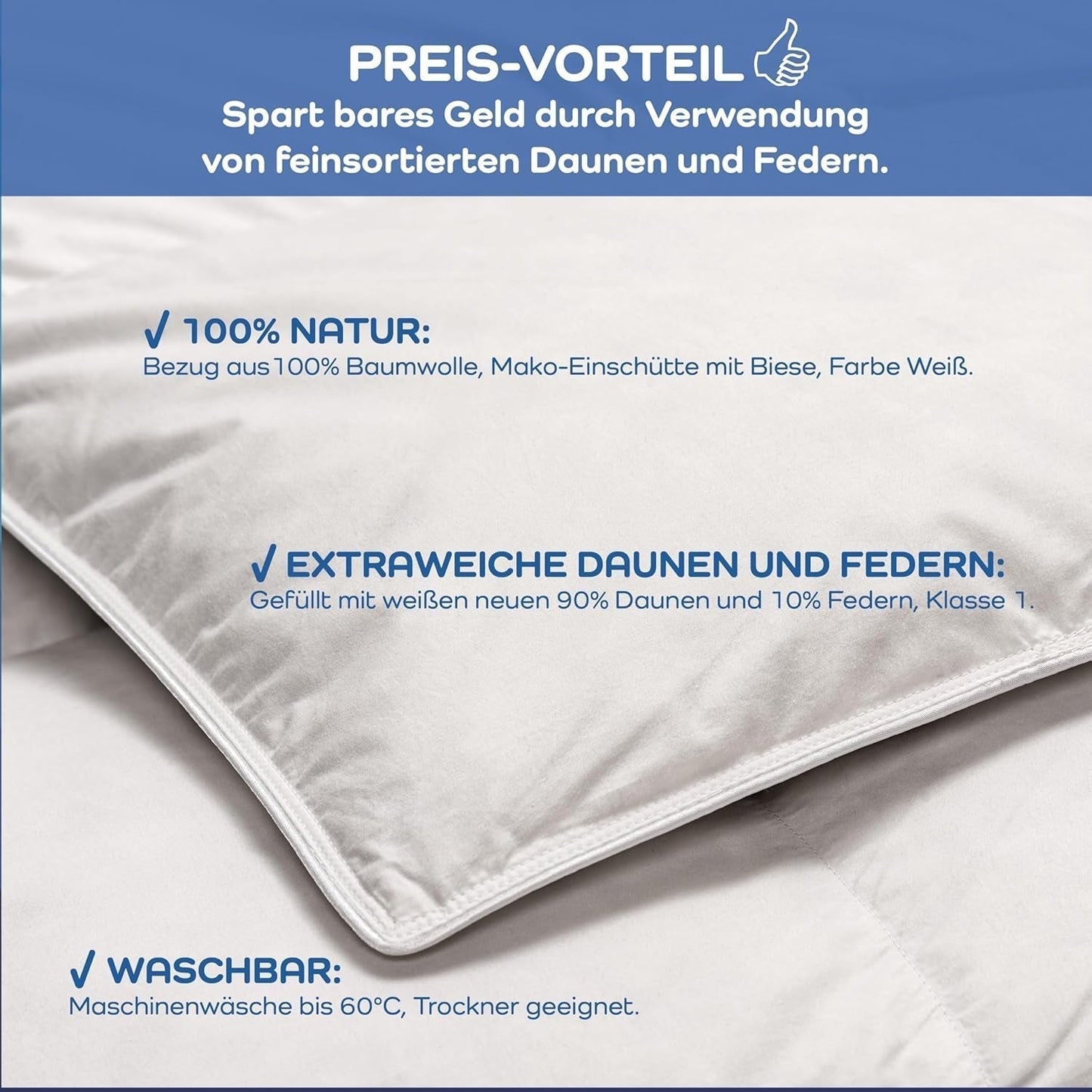 Komfortdecke, (90 Daunen / 10 Federn), weiß, 155 x 220 cm Steppdecken und Steppdecken Naty Shop