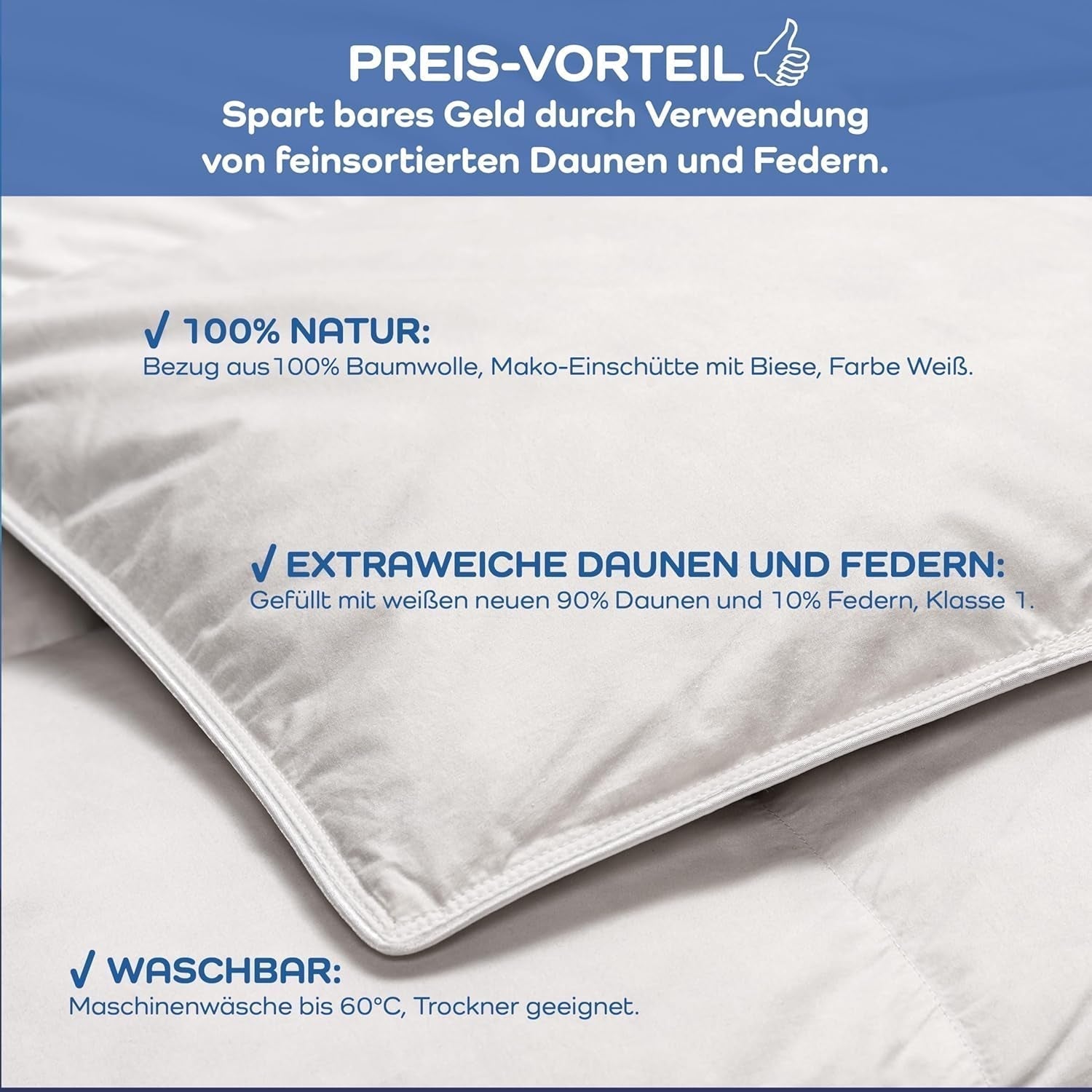 Komfortdecke, (90 Puffs / 10 Federn), weiß, 135 x 200 cm Steppdecken und Steppdecken Naty Shop