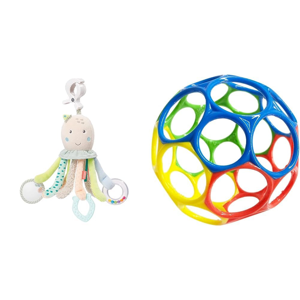 Fehn Octopus Aktivitätsspielzeug – Baby-Motorikspielzeug für Kinderwagen und helle Starts, Oball, Rasselspielzeug mit Greifbällen zum Spazierengehen, interaktives Babyspielzeug Bebe Toys Naty Shop Octopus Activity Toy Pack