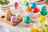 Heitmann Eierfärbe-Naturfarbset, 3 Eierfärbepulver (Gelb, Lila, Graublau), Graspapier-Aufkleberbogen