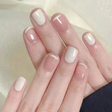 24 Stück French Press On Kurze Nägel Sarg Künstliche Nägel Koralle Rosa Ombre Klebenägel Ballerina Nagelset Acryl Nagelspitzen Damen Frühling Sommer Nagelzubehör