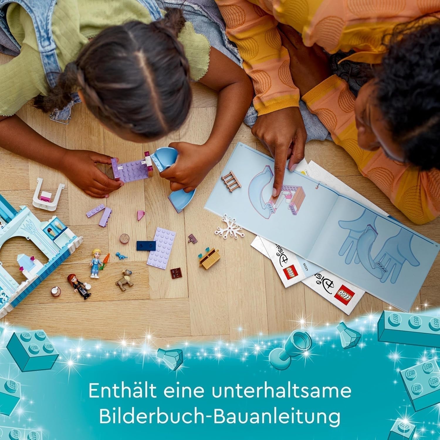 LEGO Disney Frozen Elsas Eispalast, Schloss der Eiskönigin, Prinzessin ELSA und Anna Puppenspielzeug, plus 2 Tierfiguren, tolles Geschenk für 4-jährige Mädchen und Jungen 43238 Bausets Besuchen Sie den LEGO-Store
