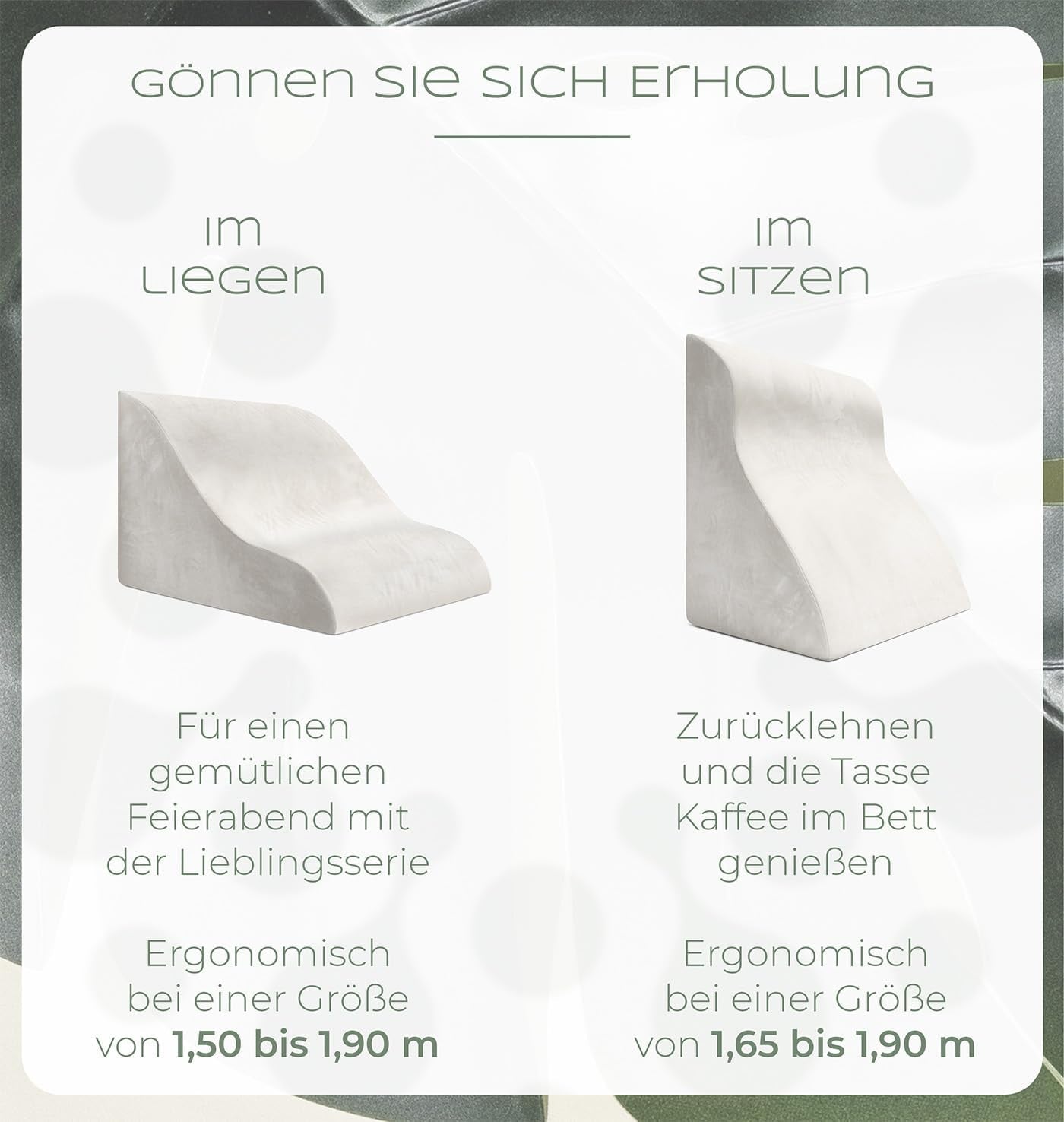 Lesekissen für Bett und Sofa, bequemes Rückenkissen mit Memory-Schaum, Anti-Reflux-Kissen als Bettkissen, Rückenlehne oder Kopfteil verwendbar, bequemes Bettkissen als angenehme Rückenstütze
