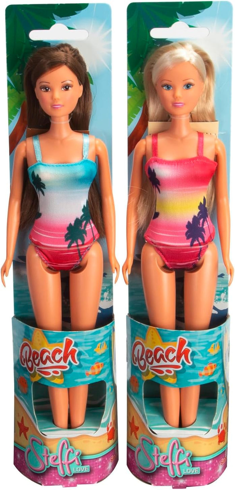 Simba Steffi Love Beach, 2-fach sortiert. Es wird nur EIN Artikel versendet. Badeanzug-Puppe, Spielpuppe, 29 cm, ab 3 Jahren