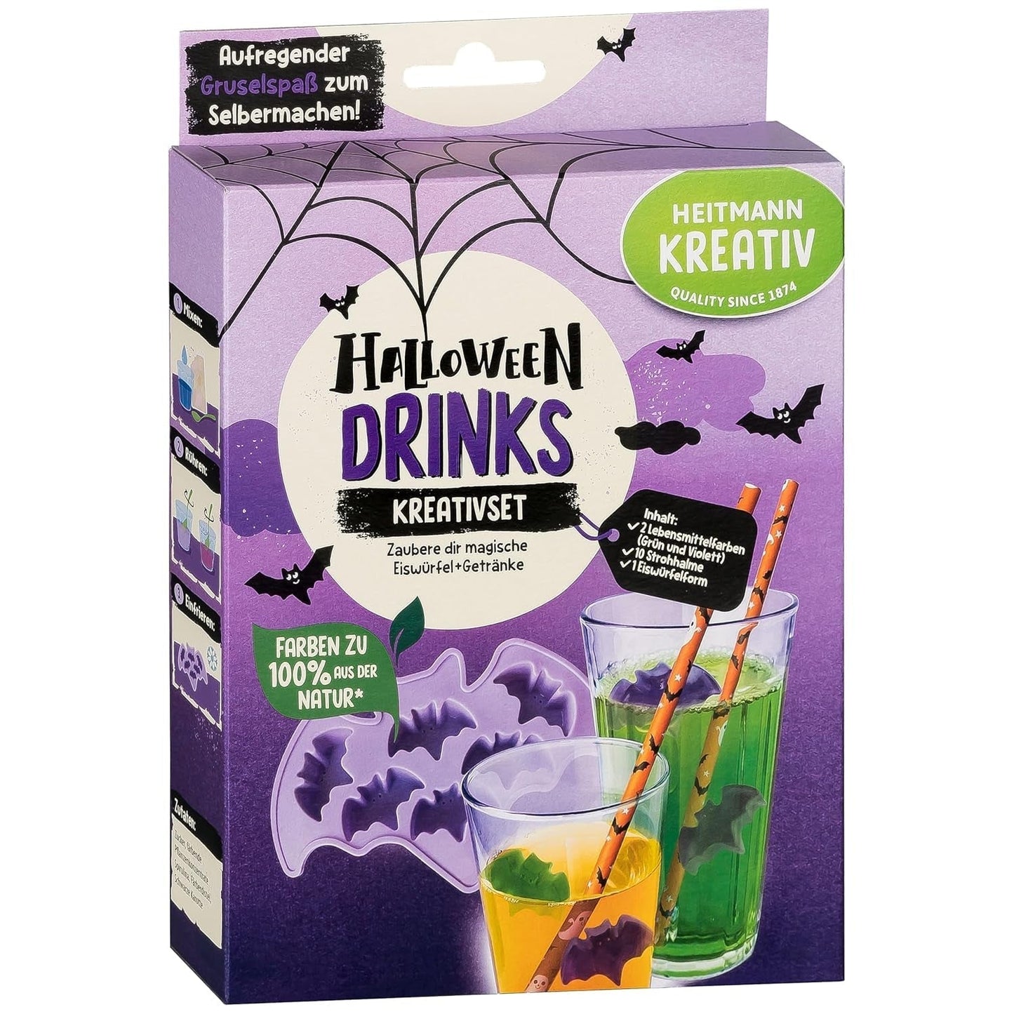 HEITMANN KREATIV – Kreatives Halloween-Fruchtkaugummi-Set – Pulverfarben auf Pflanzenbasis – Rosa – DIY-Fruchtkaugummis in Geisterform mit Himbeergeschmack