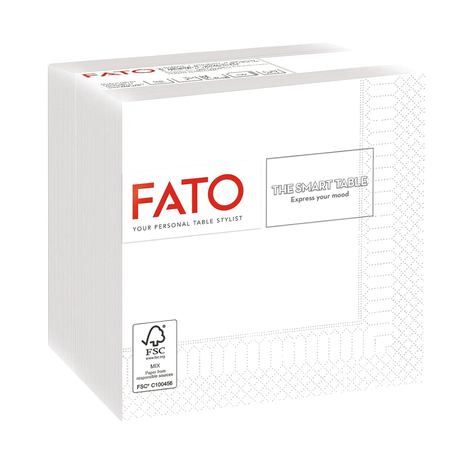 , Einweg-Papierservietten, ideal für Vorspeisen und Cocktails, Packung mit 100 Servietten, Größe 24 x 24, 4-fach gefaltet, 2-lagig, weiß, 100 % reines Zellulosepapier, FSC-zertifiziert (6er-Pack)