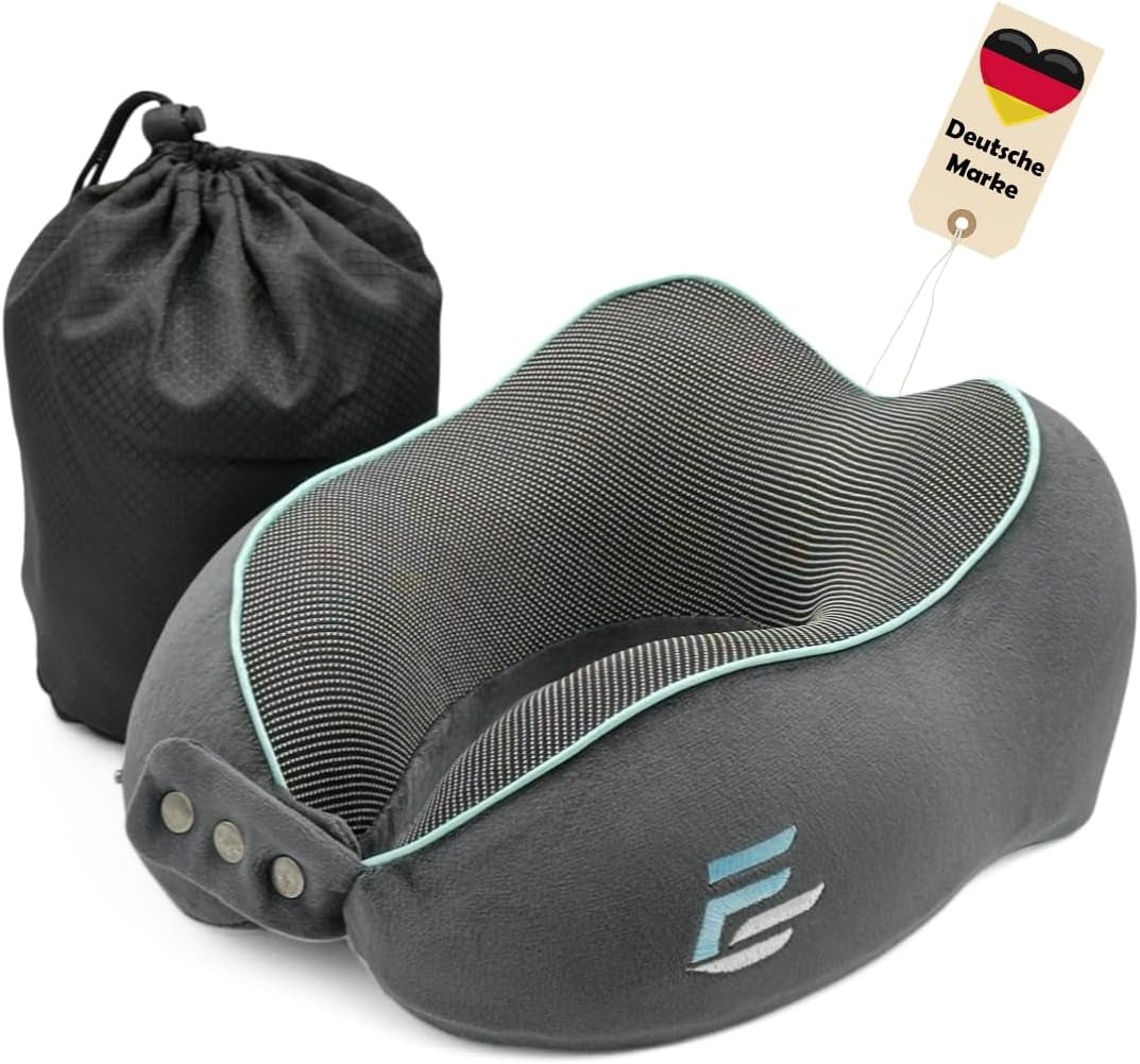 Flagshipper-Flugzeug-Nackenkissen – Nackenkissen für Erwachsene – Auto-Nackenkissen – Memory-Schaum-Reisekissen – waschbar mit schmaler Rückseite (weicher und atmungsaktiver Samt) – verstellbar, grau Naty Shop Cervical Orthopedic Pillows Default Title