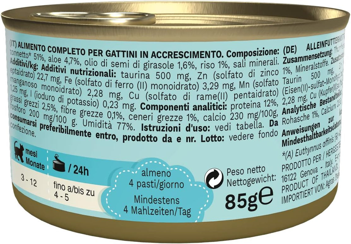 Nassfutter für Katzen Cat Jelly Kitten Thunfisch mit Aloe Vera, Gelee, 24 Boxen x 85 g