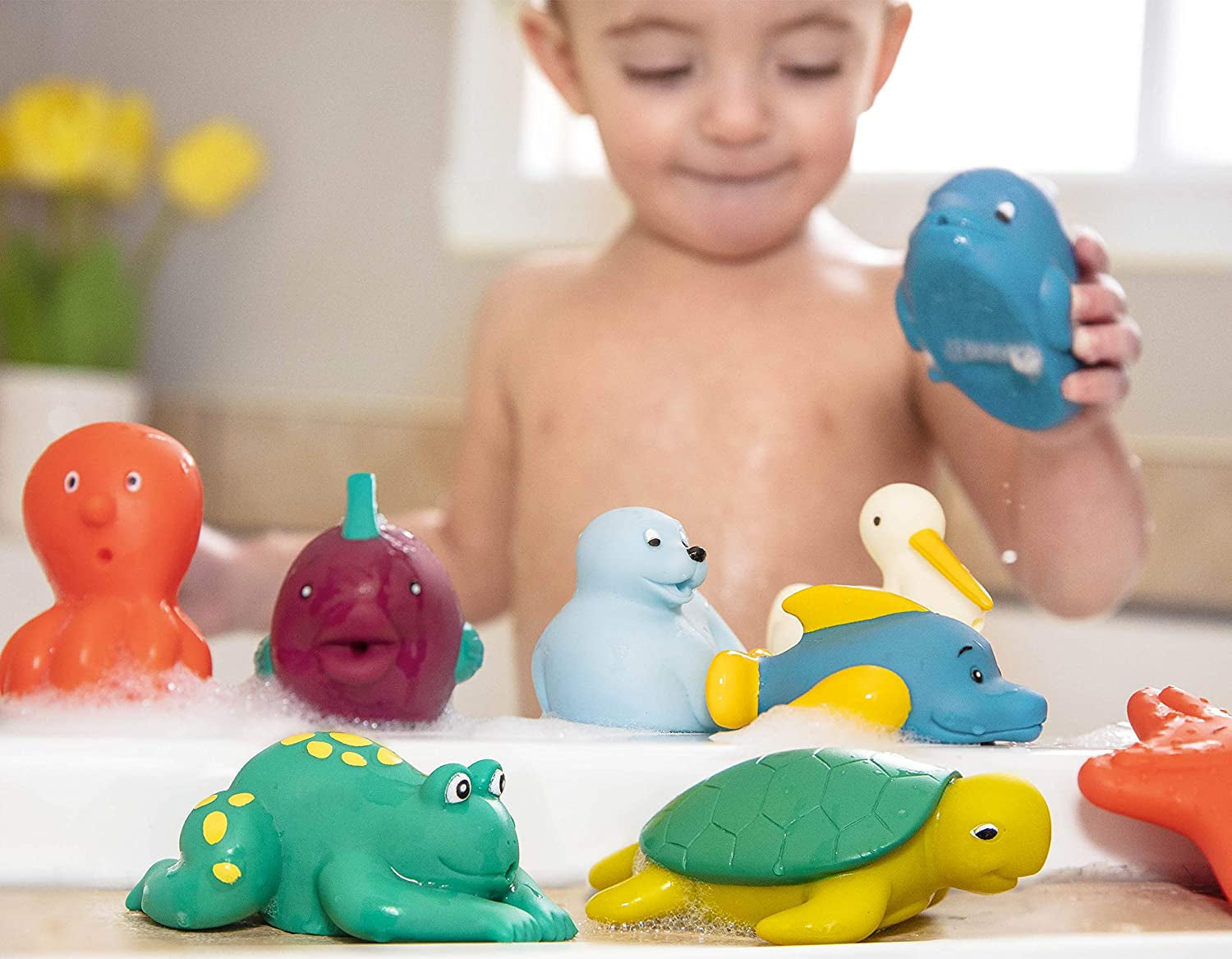 Battat 12-teiliges Badespielzeug Baby-Badespielzeug Wassertiere – Badefreunde für Babys ab 10 Monaten – Badespielzeug Ente und mehr Bebe Toys Naty Shop