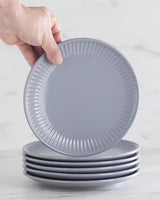 Keramikgeschirrset für 6 Personen, Hygge, 24-teilig. TESTSIEGER Verträumtes skandinavisches Steingut-Geschirr-Set mit Schüssel und Teller für 6 Pure Living-Geschirrsets in Graublau