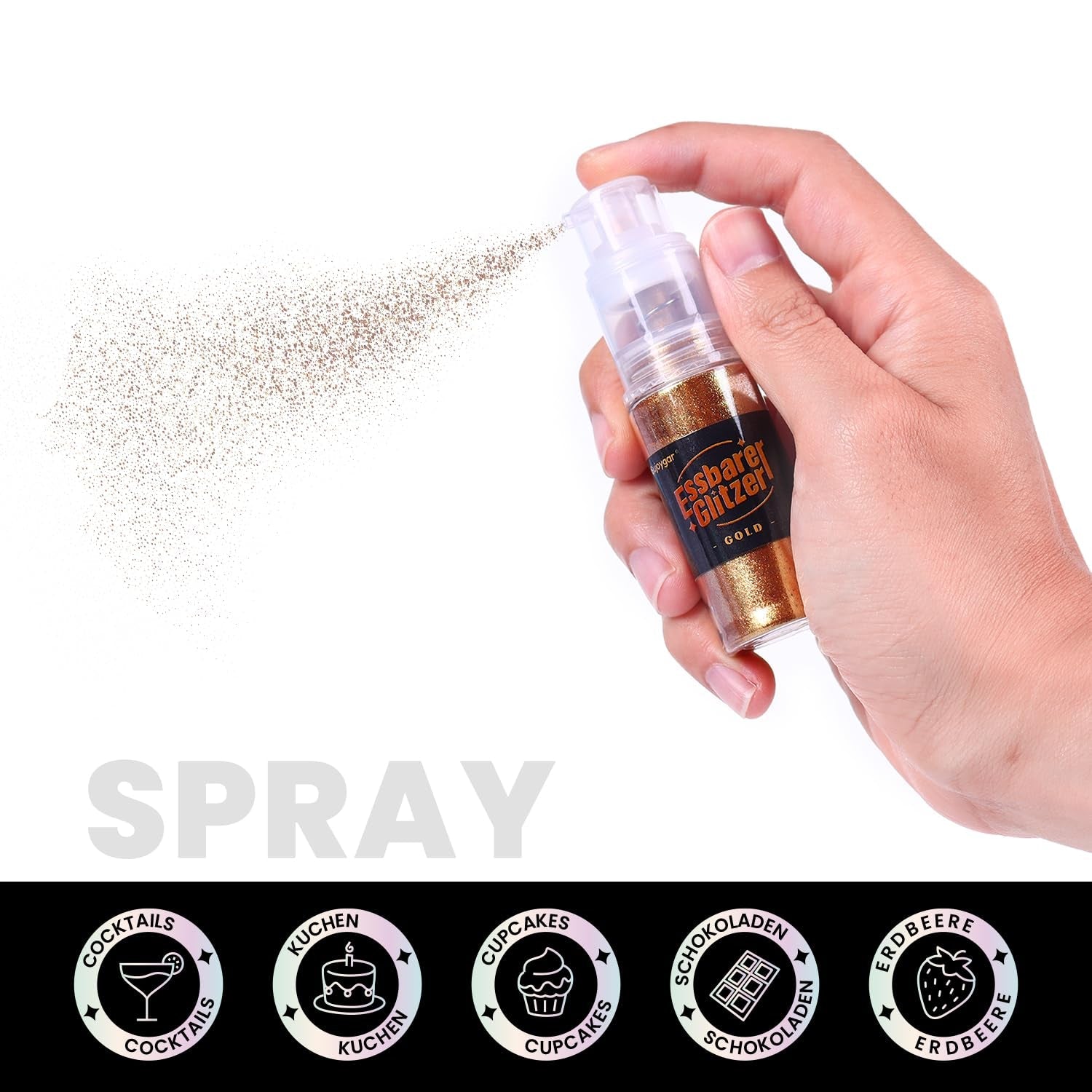 Essbarer Glitzer – 10 g, roségoldener Getränkeglitzer, essbares Glitzerpulver, Lebensmittelfarbpulver, Goldpulver, metallisches Glitzerpulver, Glitzerspray für Cocktails, Schokolade, Kuchen, Fondant