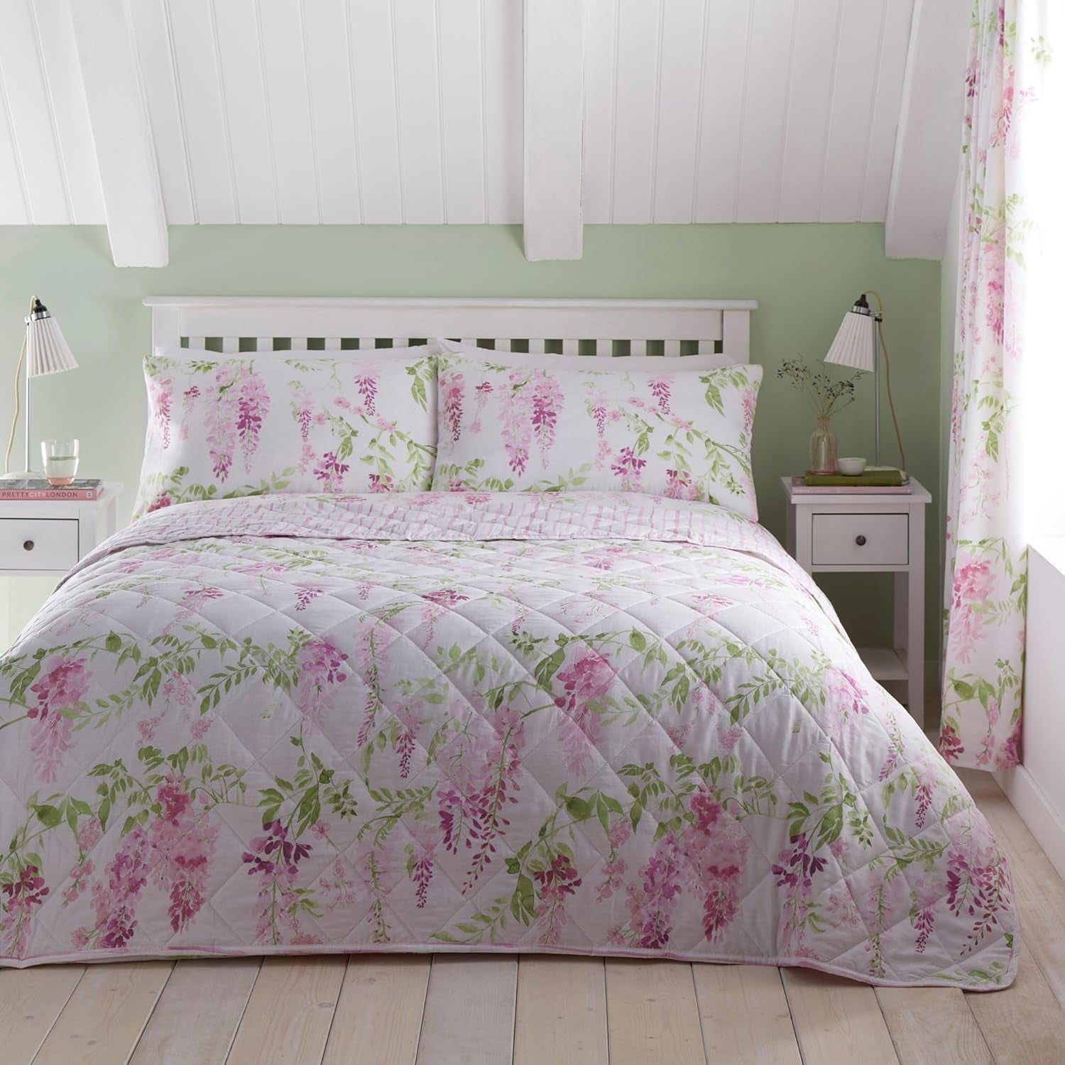 Dreams & Drapes Design – Wisteria – gesteppte Bettdecke – 200 cm x 230 cm in Rosa. Betten und Decken DREAMS AND DRAPES Rose 200 cm x 230 cm