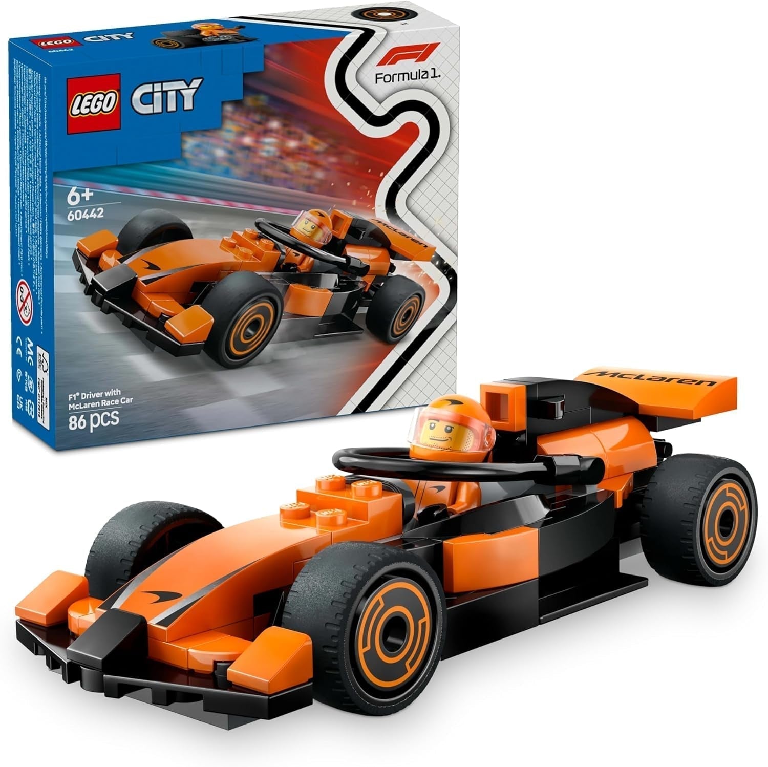LEGO City F1 Racer mit McLaren-Rennwagen – Formel-1-Spielzeugmodell mit Rennwagen und Minifigur – kleines Geschenk für Jungen und Mädchen ab 6 Jahren oder Motorsportfans 60442 Bausätze Besuche den LEGO-Store Standardtitel