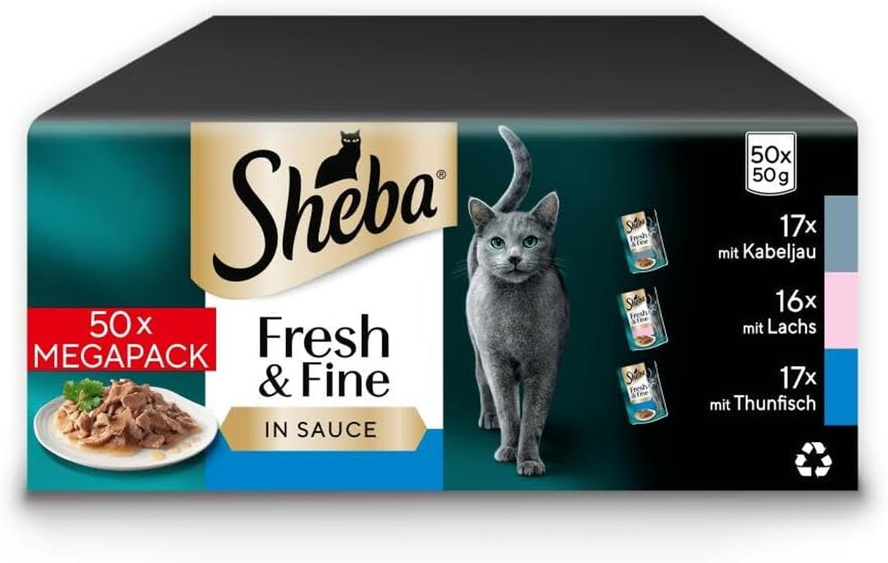 Sheba CATCARE Bag Wet Fresh & FINE (Fisch) Stücke in Soße, Erwachsene, 50 g, Multipack Standard