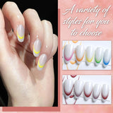 12 Stück French Tip Nagelsticker Selbstklebend Bunte French Nails Schablone Nagelaufkleber Nail Art Sticker Nageldesign DIY Nägel Zubehör(12 Farben)