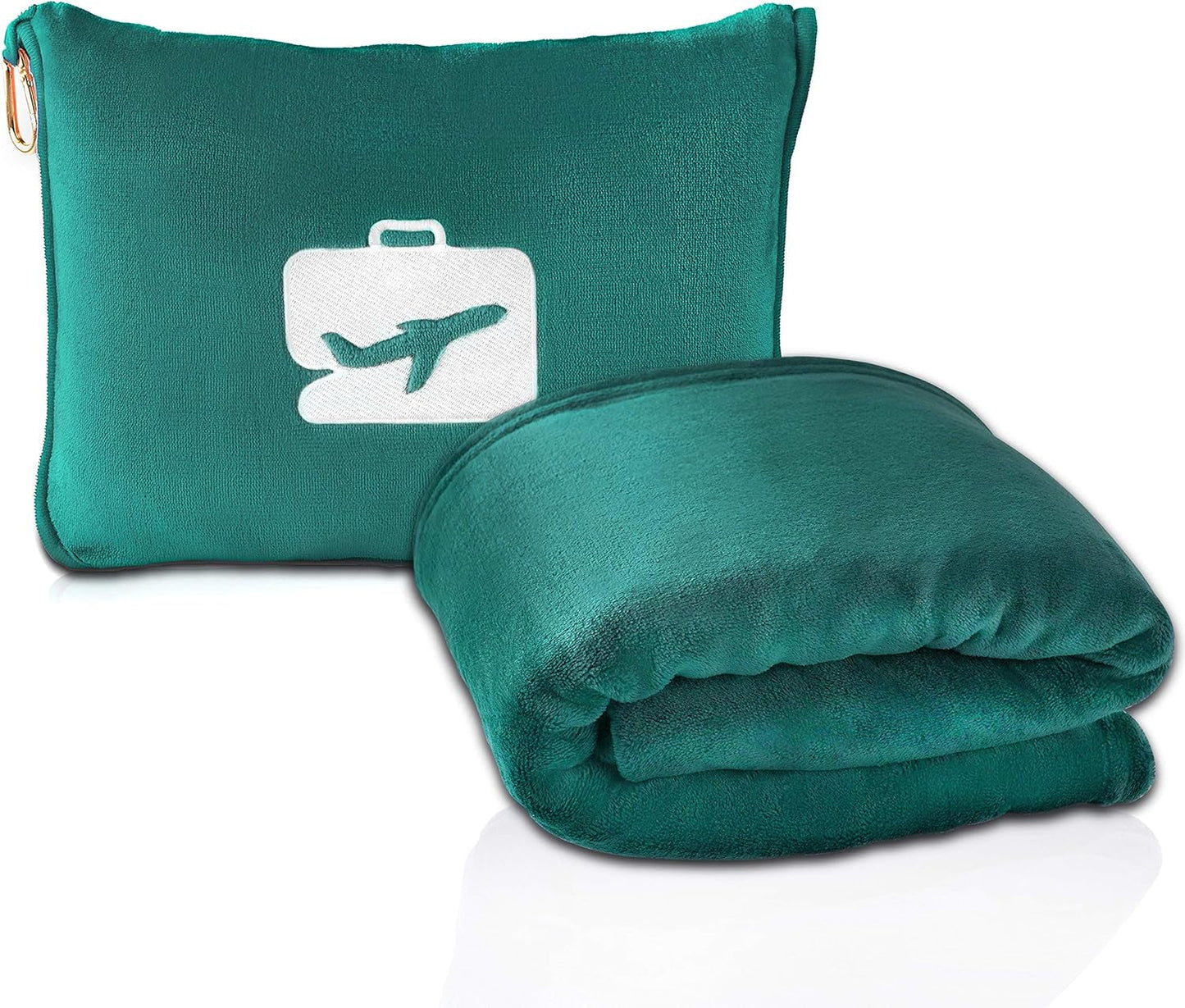 Eversnug Reisedecke und Kissen – weiche 2-in-1-Flugzeugdecke mit weichem Taschenkissenbezug, Handtaschenbezug und Rucksackhalter (Burgunderrot) Reisekissen Naty Shop Blaugrün/Ein Hauch von Paradies (Trace Of Paradise)