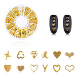 4 Boxen Nagel Art Strass, 3D Nagel Art Dekorationen, Mix Größe Nagel Perlen Glitter Strass Gold Metall Hohlniet Nagelkunst Stern Mond Sonne Nagel Zubehör Für DIY Nageldesign
