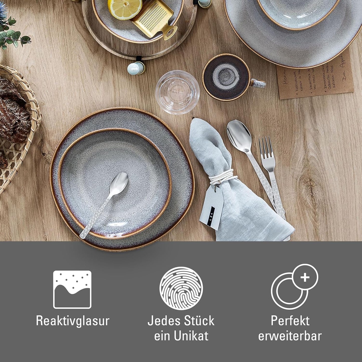 Lave beige Frühstücksset von Villeroy & Boch, 6-teilig